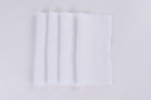 Amity home brisbane linen cocktail napkin set in white   frayed edges
