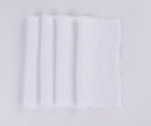 Amity home brisbane linen cocktail napkin set in white   frayed edges
