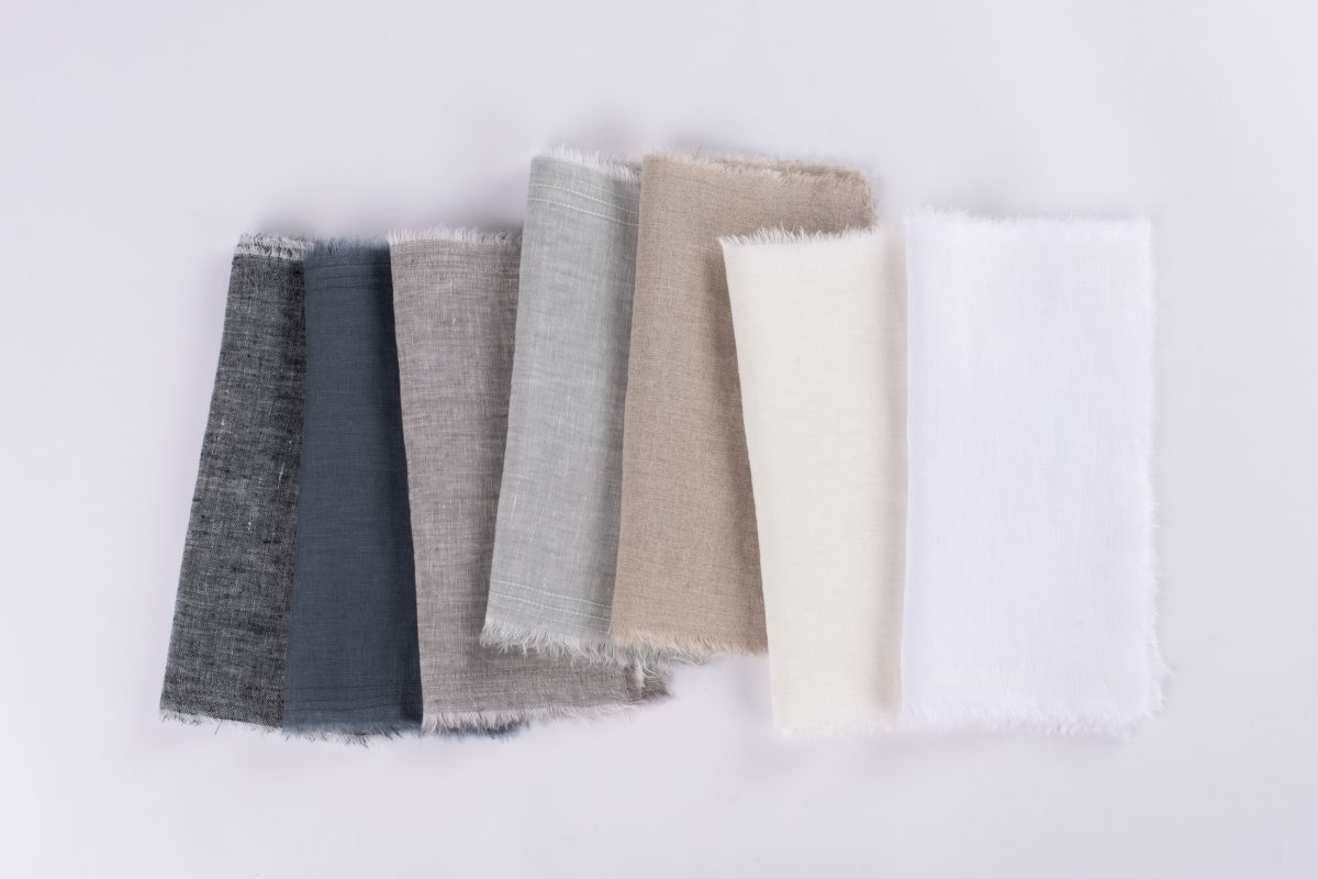 Amity home brisbane linen cocktail napkin set in natural   frayed edges