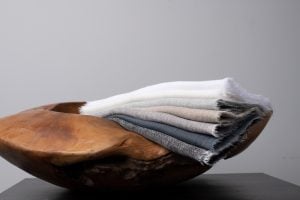 Amity home brisbane linen cocktail napkin set in natural  muted tones   frayed edges