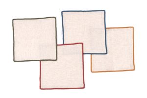 Amity home cora cocktail napkin set in natural with bold borders   piped edges