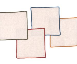 Amity home cora cocktail napkin set in natural with bold borders   piped edges