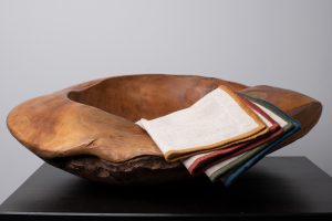 Amity home cora cocktail napkin set in natural with bold multi color borders