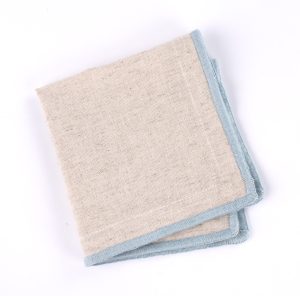Amity home cora cocktail napkin set in natural  blue   fringed trim