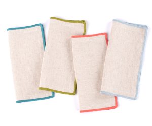 Amity home cora cocktail napkin set in natural   vibrant embroidered edges