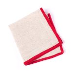 Amity home cora cocktail napkin set in natural with red trim   embroidered edge