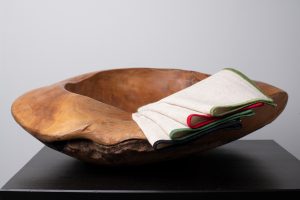 Amity home cora cocktail napkin set in natural with winter borders   contrast stitched