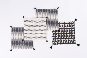 Amity home lana cocktail napkin set in black  white   assorted geometric patterns