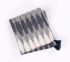 Amity home lana cocktail napkin set in black  white ikat   decorative tassels