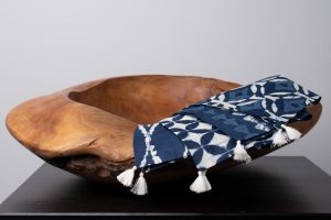 Amity home ira linen cocktail napkin set set of 4 in indigo blue   block print pattern