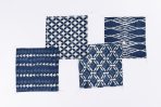 Amity home ira linen cocktail napkin set in indigo blue  white   assorted block prints