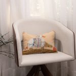 Amity home rhino pillow in tan   patchwork rhino design