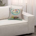 Amity home fiddle pillow in taupe   colorful embroidered tree
