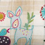 Amity home benny pillow in multi color plaid   detailed whimsical embroidery