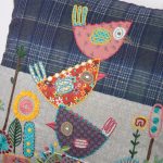 Amity home bee bop pillow in whimsical multi color   embroidered birds  flowers