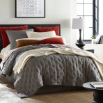 Amity home dalton  hancock collection king in charcoal   tufted linen texture