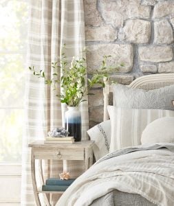 Amity home hopkins curtain in limestone   striped pattern