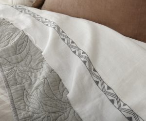 Amity home davina  hopkins collection in off white   geometric embroidered stripe