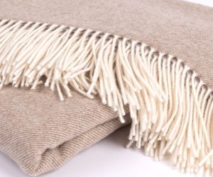 Amity home daly super throw in sand   fringed wool texture