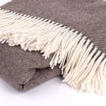 Amity home daly tweed super throw in brown tweed   cream fringe