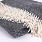 Amity home daly super throw in charcoal with white fringe   herringbone weave
