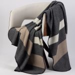 Amity home liverpool merino virgin wool throw in charcoal   color block diamond weave