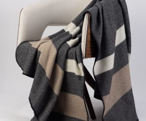 Amity home liverpool merino virgin wool throw in charcoal   color block diamond weave