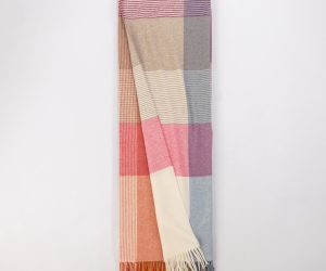 Amity home nizza merino virgin wool super throw in poppy   multi color block pattern