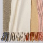 Amity home nizza merino super throw in poppy   striped virgin wool with fringe