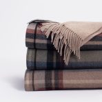 Amity home oxford merino virgin wool super throw in moss plaid   fringe detail