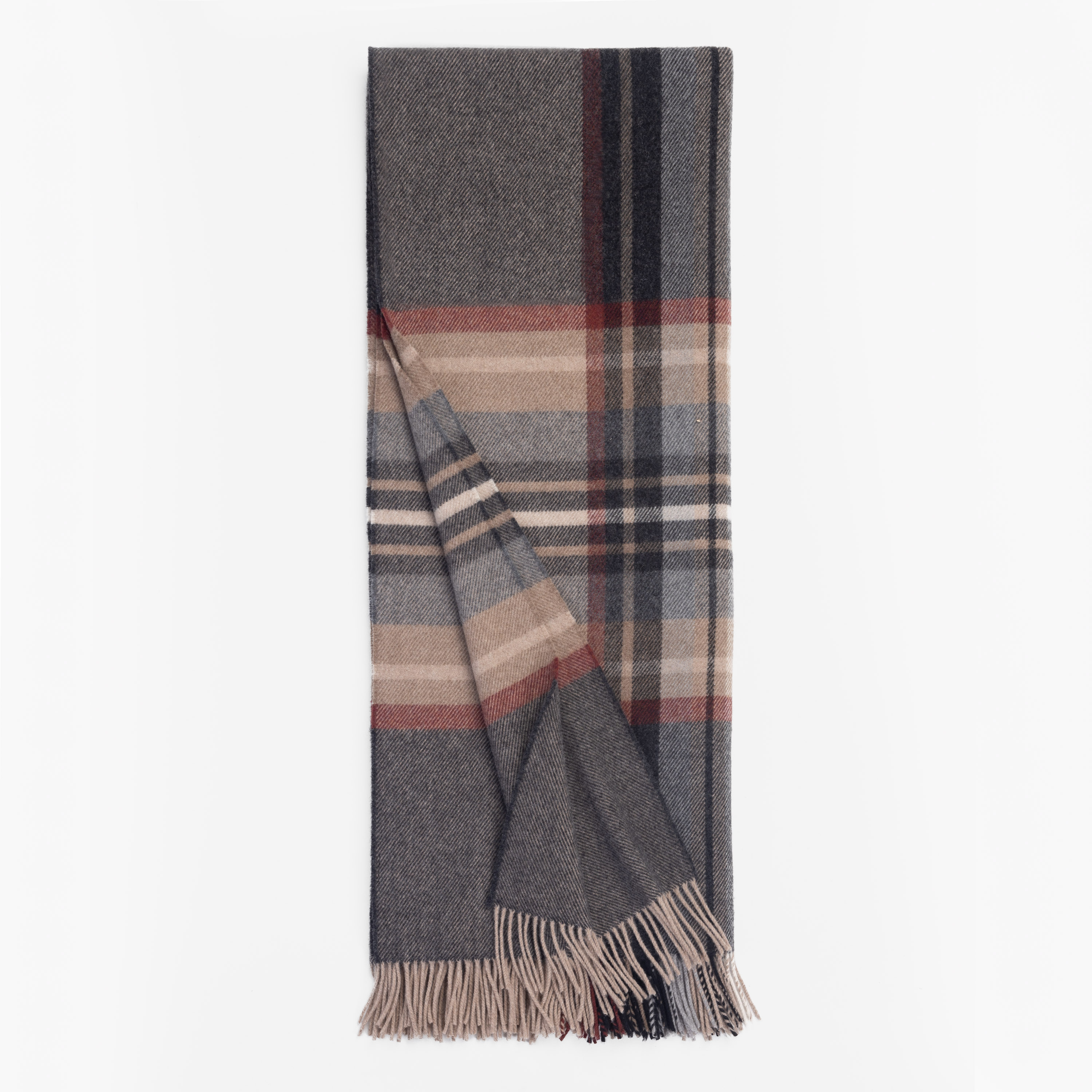 Ea109csth | Amity Home Amity home oxford merino virgin wool super throw in charcoal plaid fringed edges