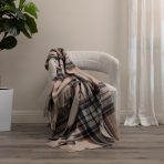 Amity home oxford merino virgin wool super throw in khaki plaid   fringed