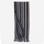 Amity home miami merino super throw in charcoal   herringbone stripe  fringe