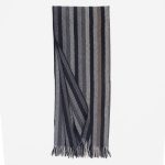 Amity home miami merino super throw in charcoal   herringbone stripe  fringe