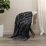 Amity home miami merino super throw in charcoal   striped herringbone