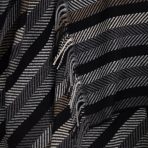 Amity home miami merino virgin wool super throw in charcoal   herringbone stripe pattern