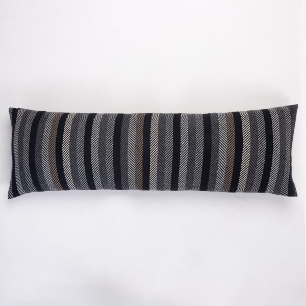 Amity Home Miami Merino Bolster in Charcoal - Herringbone Stripe