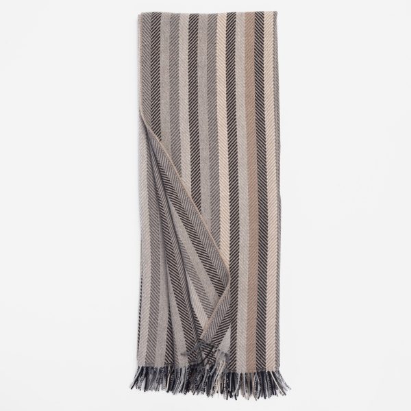 Amity Home Miami Merino Super Throw in Khaki Striped - Herringbone Weave