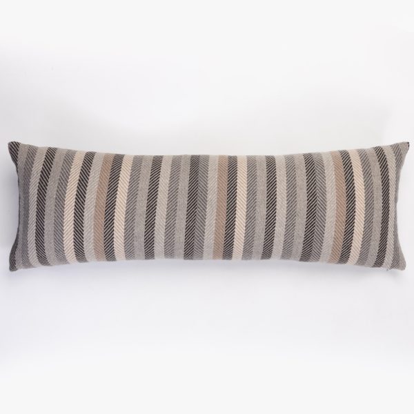 Amity Home Miami Merino Bolster in Khaki - Striped Herringbone Wool