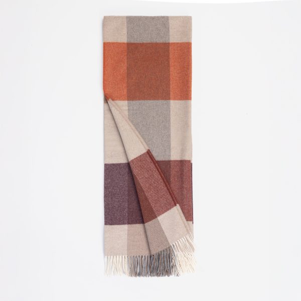 Amity Home Dublin Merino Virgin Wool Super Throw in Autumnal Plaid - Fringe