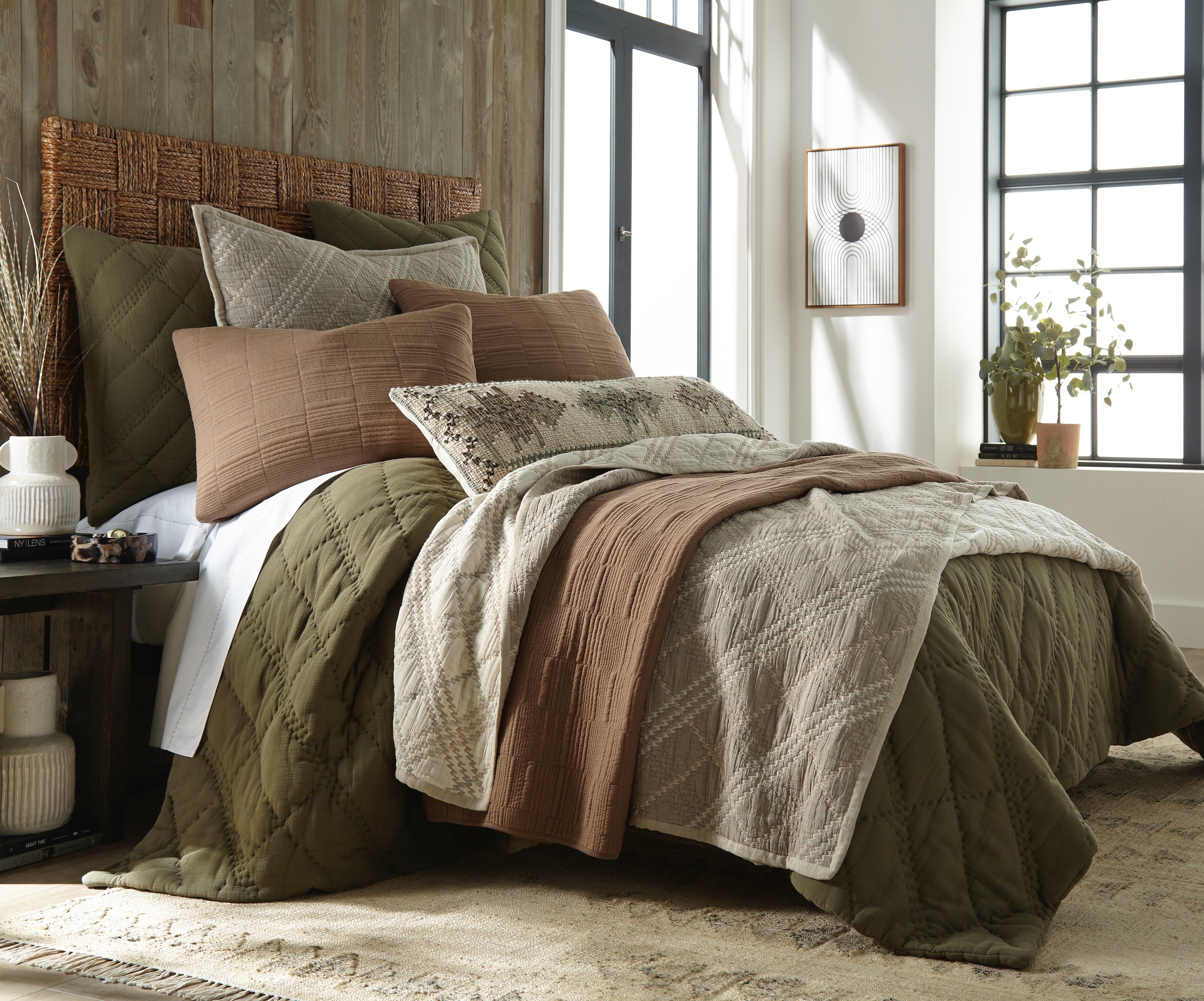 Ernestbleeker Bed | Amity Home Amity home bleeker ernest collection king in olive green diamond quilted texture