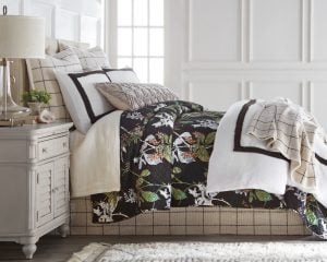 Amity home brady  fitzgerald collection in black floral   quilted botanical print