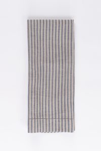 Amity home bernadette guest towel in linen steel blue stripe   vertical stripes