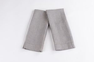 Amity home bernadette guest towel in steel blue stripe   soft linen texture