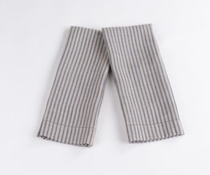 Amity home bernadette guest towel in steel blue stripe   soft linen texture