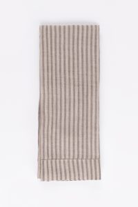 Amity home bernadette guest towel in walnut brown stripe   hemstitch detail