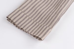 Amity home bernadette guest towel in walnut brown stripe   linen with stitched hem