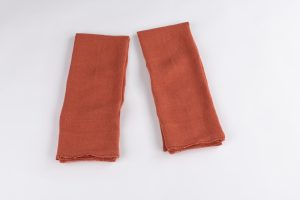 Amity home ranier linen guest towel set in burnt sienna   fringed edges