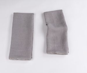 Amity home ranier linen guest towel set in grey   frayed edges