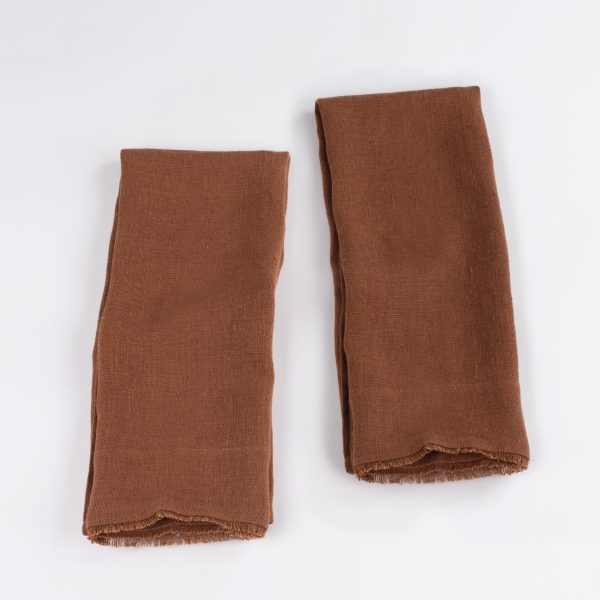 Ranier Linen Guest Towel Set (Set Of 2), Saddle